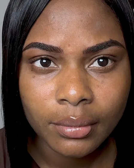 Close-up of a client's natural hairstroke brows