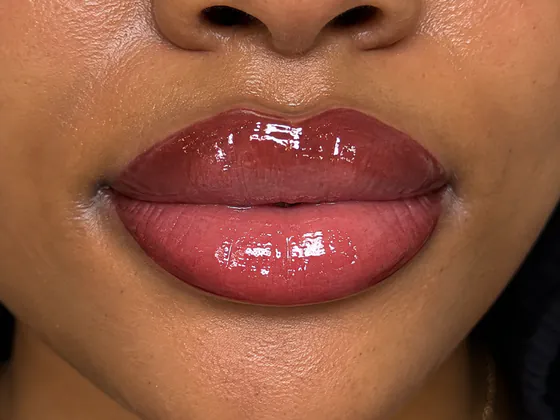 Ombré lip blush treatment on a client